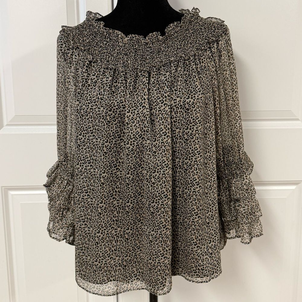 Cece Leopard Print Off The Shoulder Blouse
